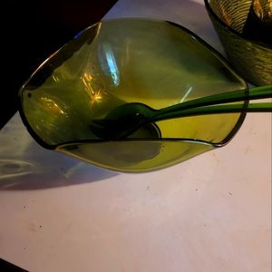 Vintage Anchor Hocking Sereno Glass Bowl And Moderno Hand Blown Glass cup set